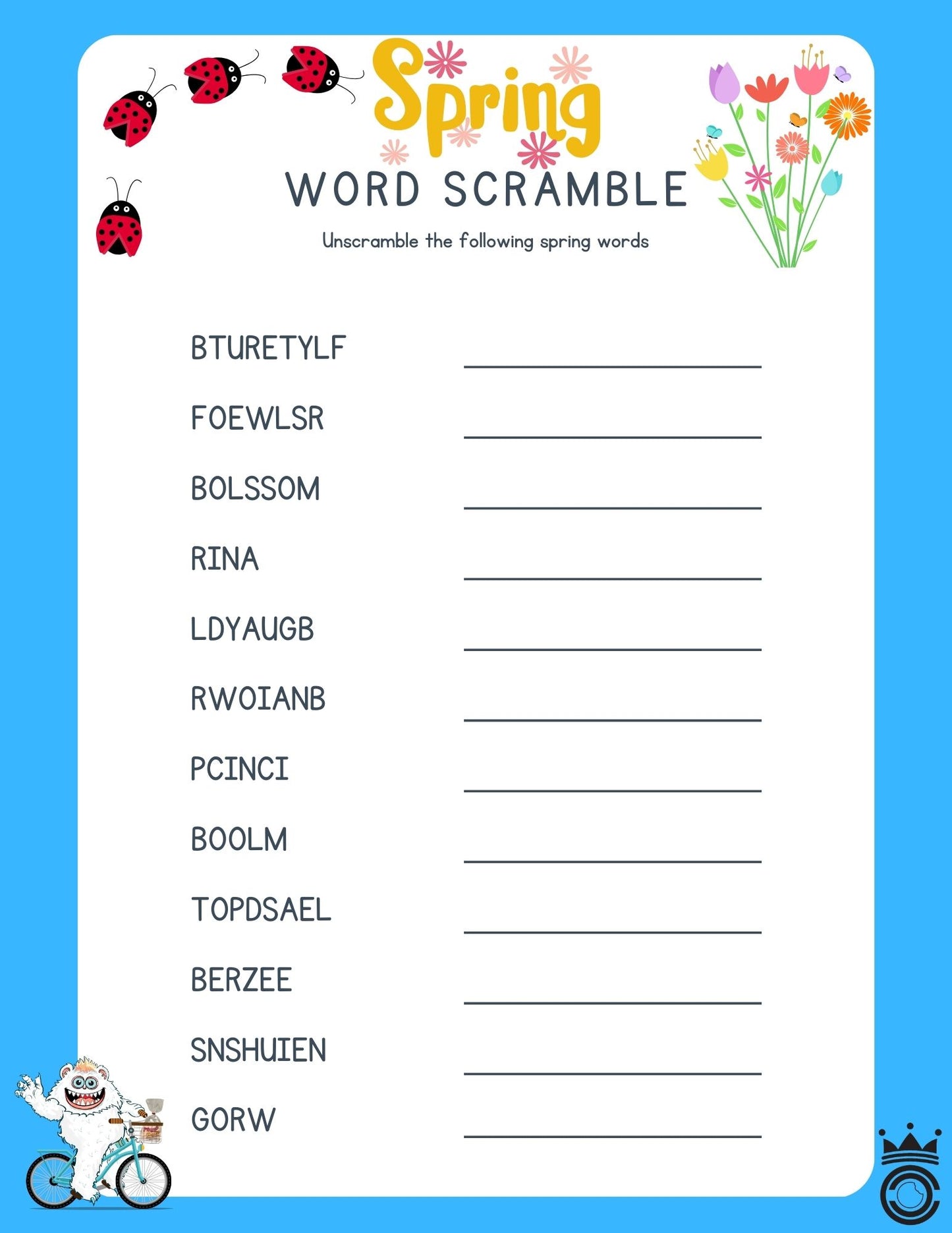 Spring Word Scramble Unscramble the Fun! 🌷📝