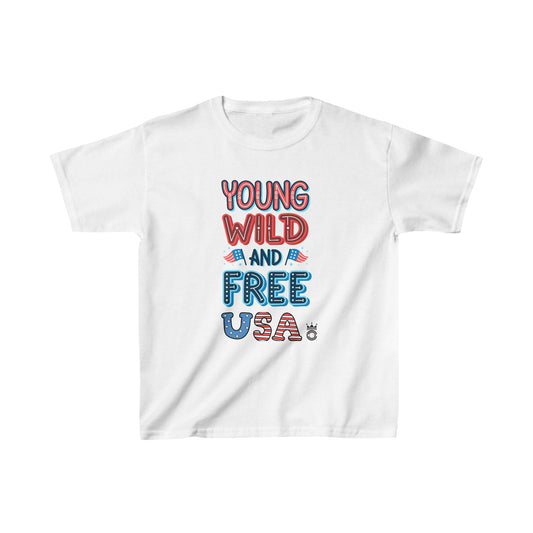 Kids T-shirt Young Wild Free USA