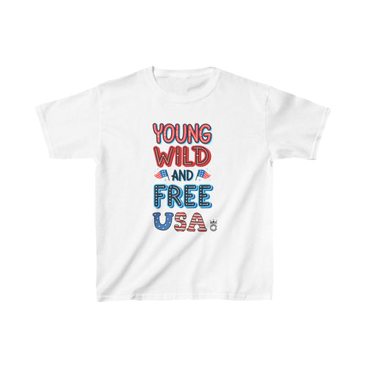 Kids T-shirt Young Wild Free USA