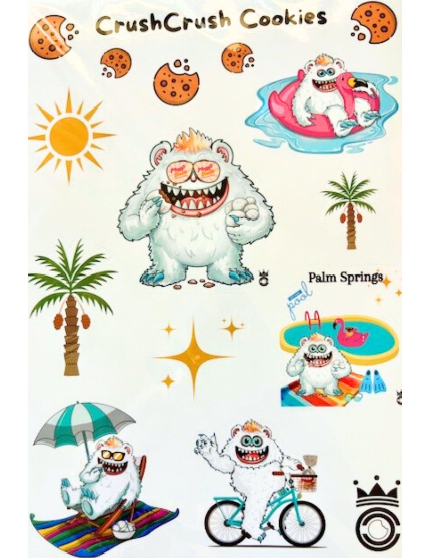 Sticker Sheet – 19 Sweet & Sunny Stickers! 🍪☀️🌴