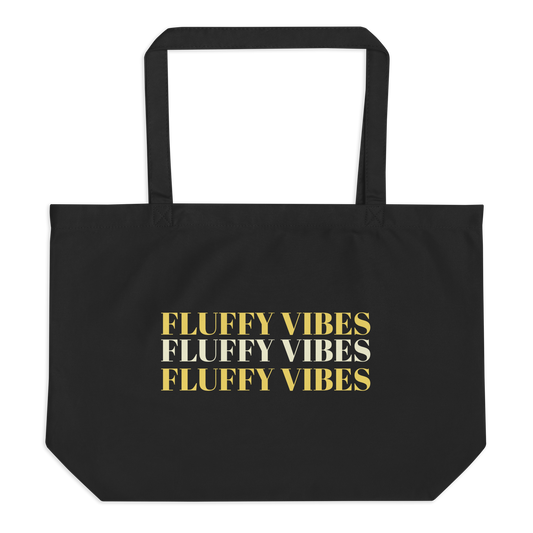 Discover the perfect blend of fashion and sustainability with our Fluffy Vibes organic tote bag. Color: Black 