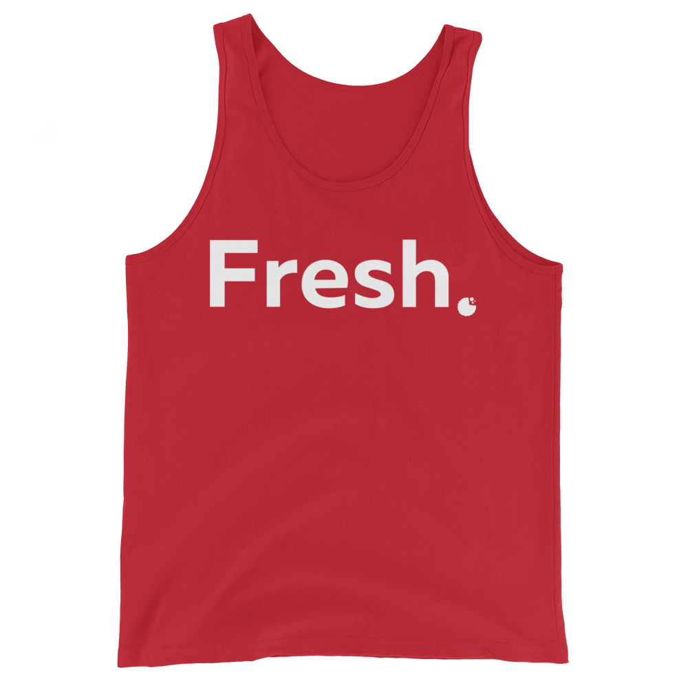 Fresh Tank Top, a unisex wardrobe staple that combines style and versatility. Color: Red