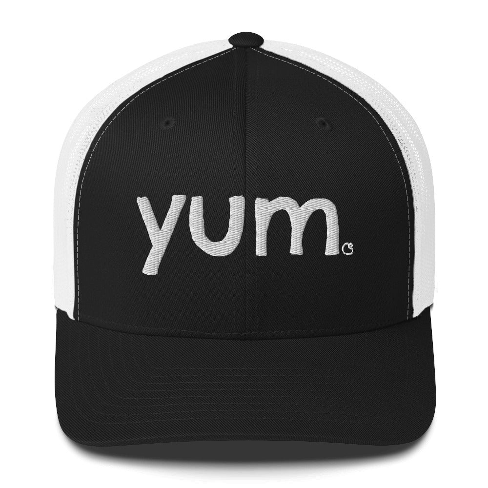 Unveil your hipster side and embrace with YUM the stylish Trucker Cap. Color: Black and White 