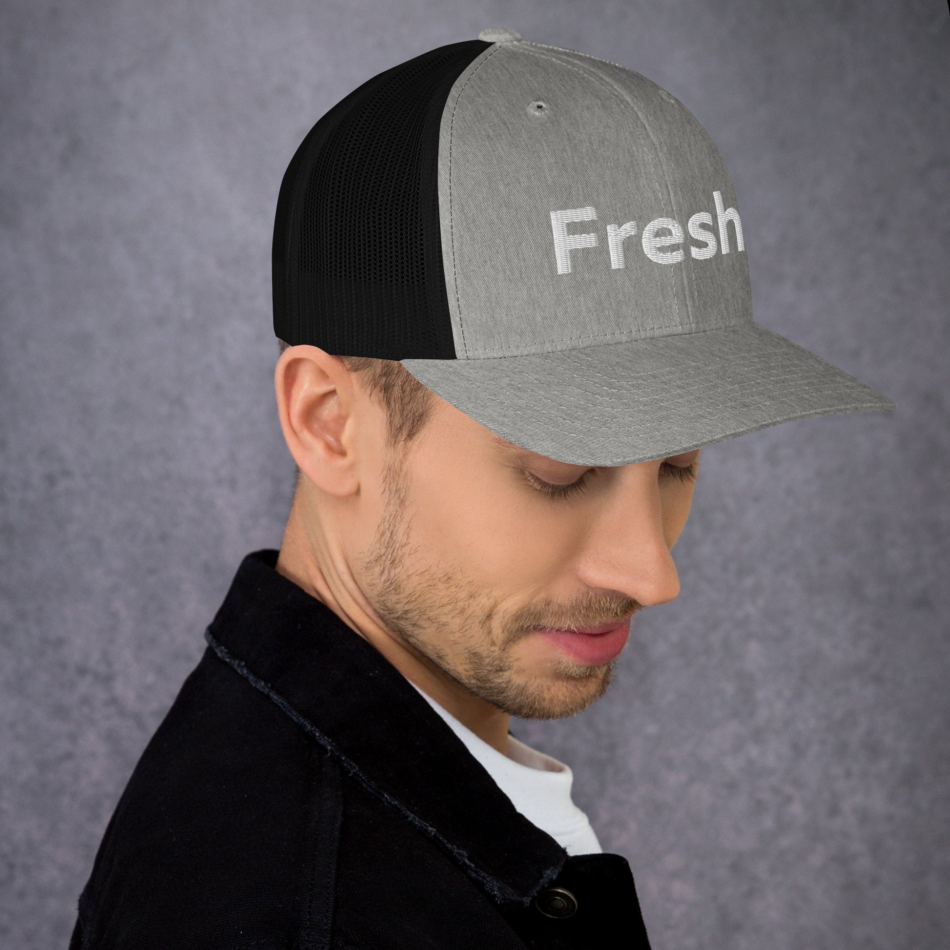 Looking for a hat that combines style and comfort? Look no further than the Fresh Hat! Color: Heather and Black