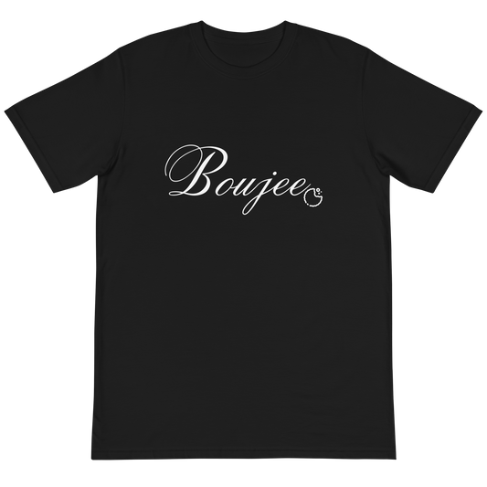Make a bold fashion statement with our Boujee organic T-shirt.  Color: Black 