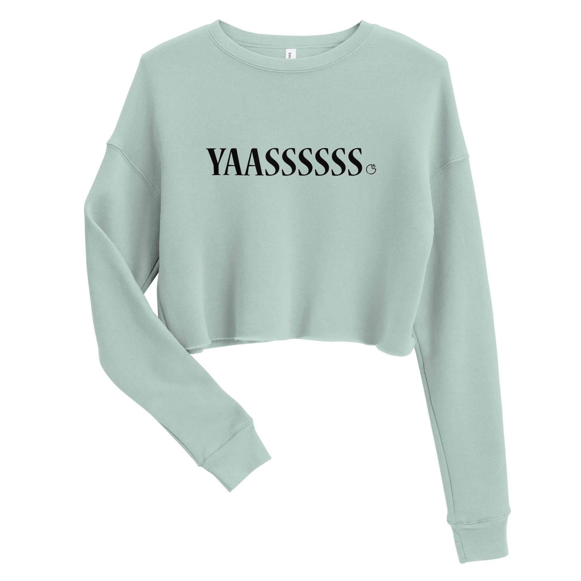 Embrace effortless style with the YAASSSSSS Crop Sweatshirt.  Color: Dusty Blue 