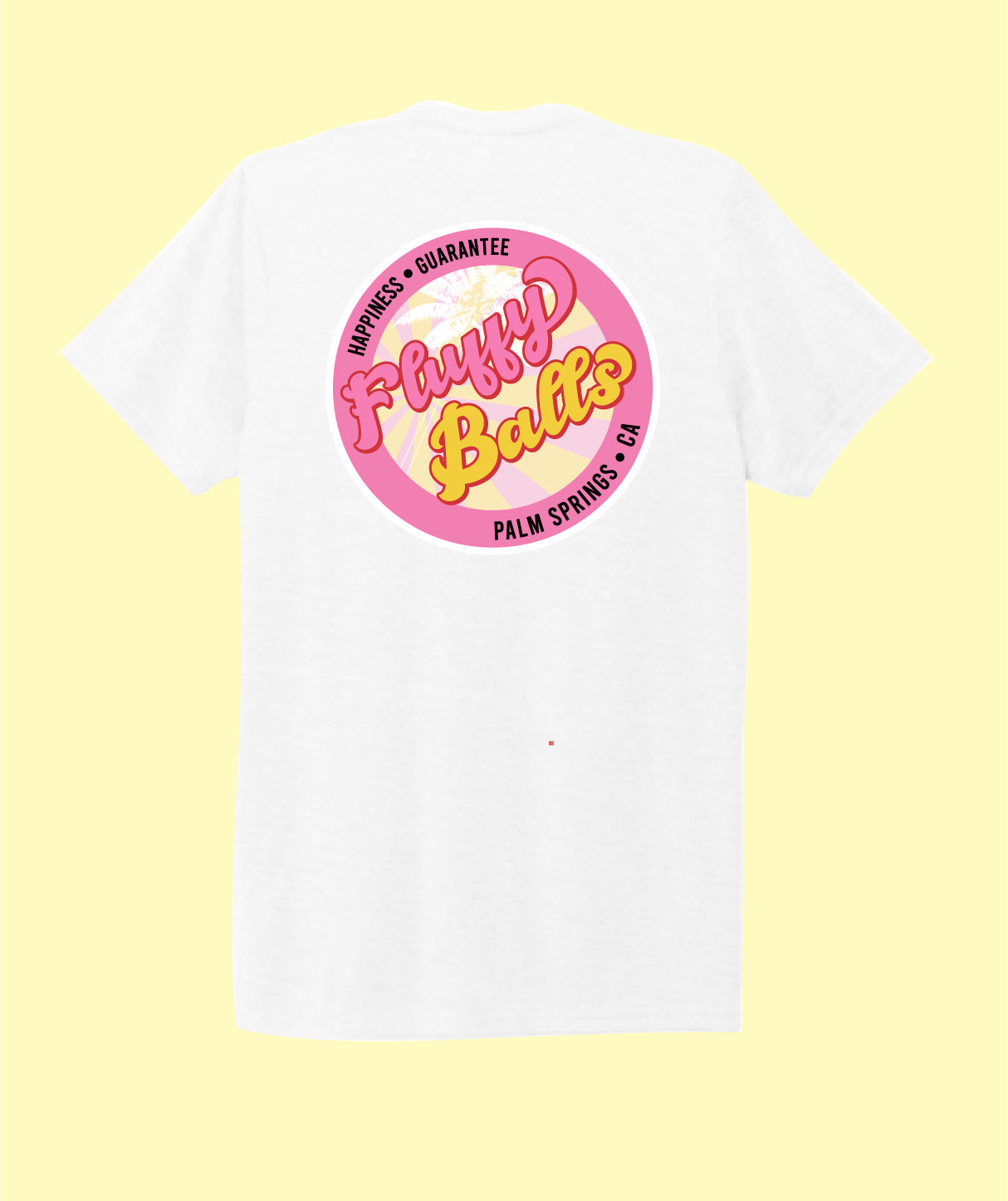 Unleash your playful side with our Fluffy Balls Happiness Guarantee Shirt! Color: White 